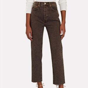 NWT RE/DONE × LEVI'S 70s Ultra High Rise Stove Pipe Jeans Raw Hem Chocolate 29